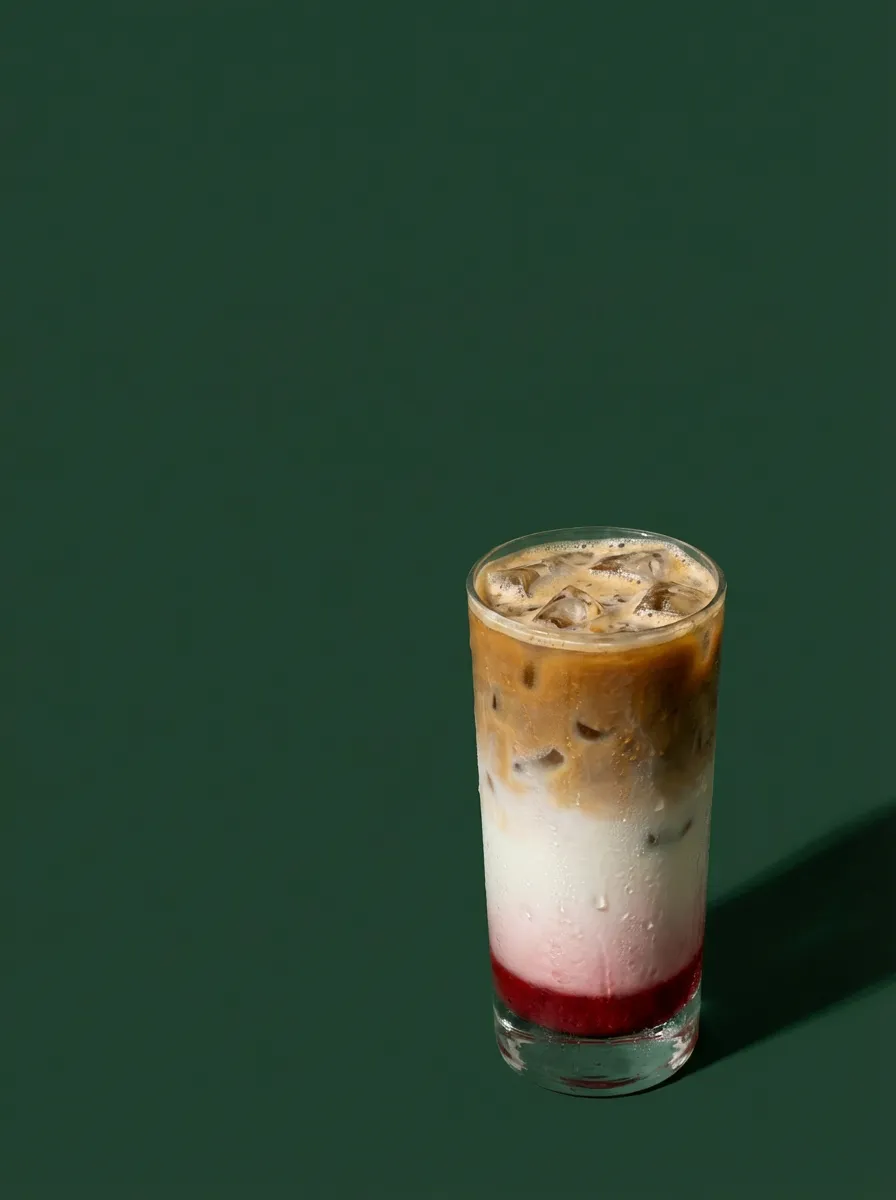 An iced latte on a green ground